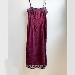 DOSA 100% silk maroon slip dress